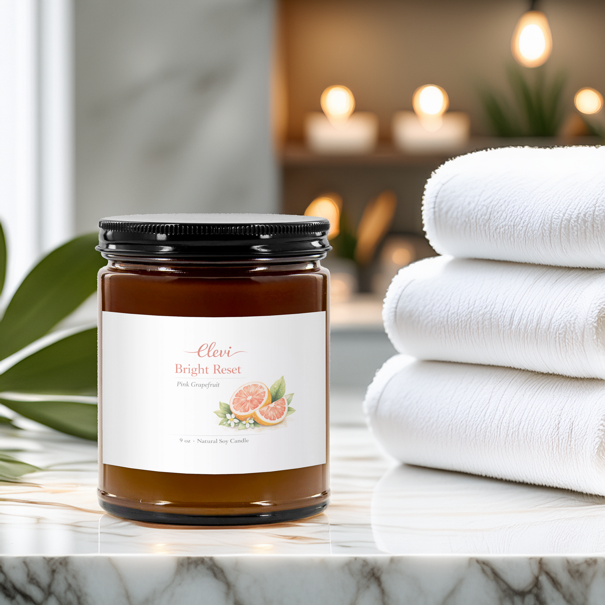Hand-poured soy candle for stress relief and relaxation