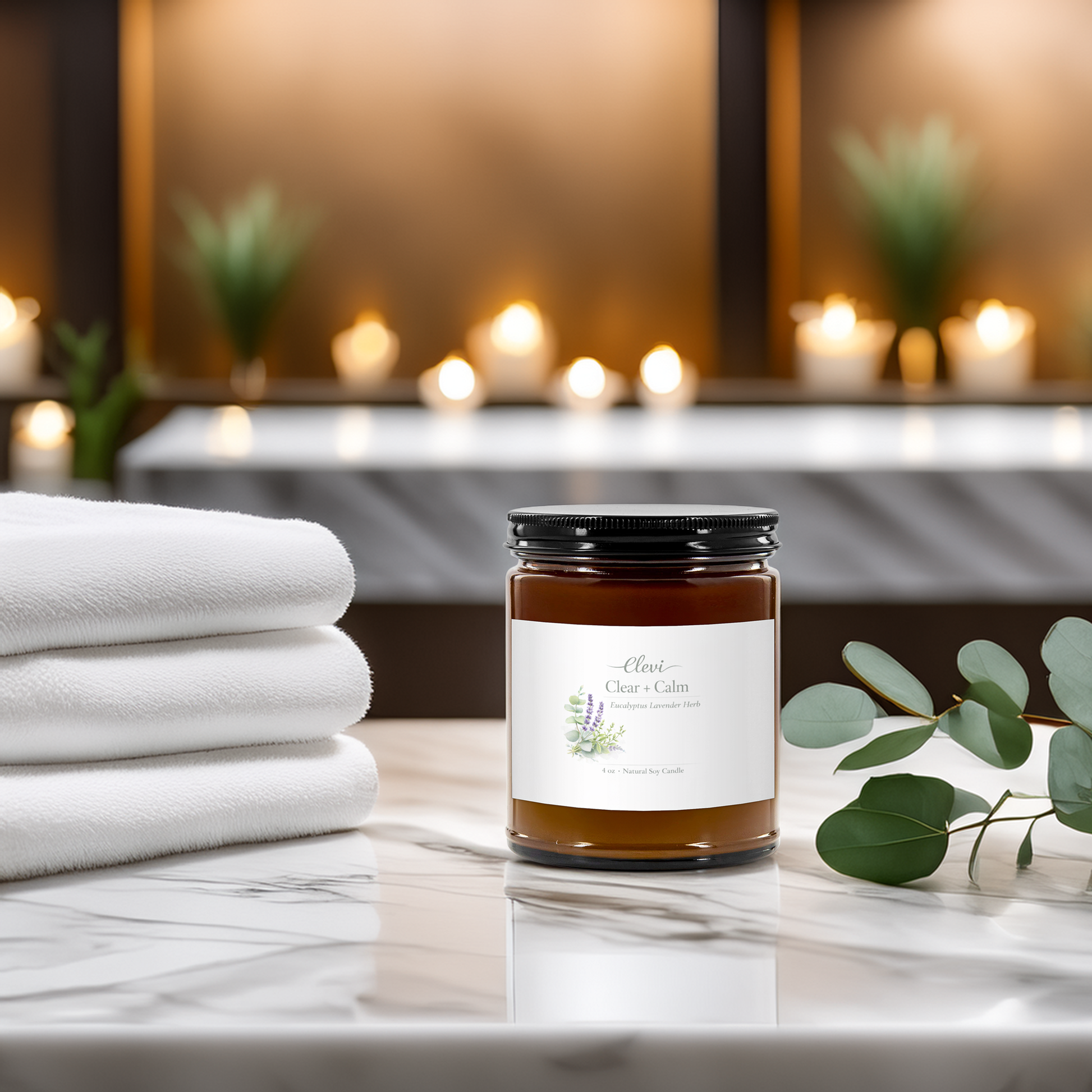 Relaxing aromatherapy candle creating a calming evening atmosphere