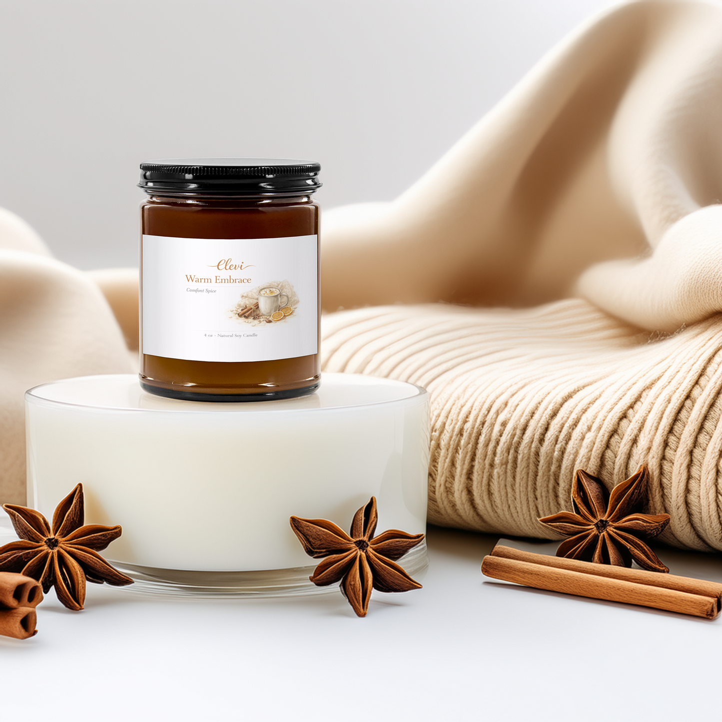 Hand-poured soy candle for stress relief and relaxation
