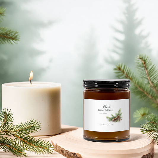 Natural soy candle styled for self-care and mindfulness