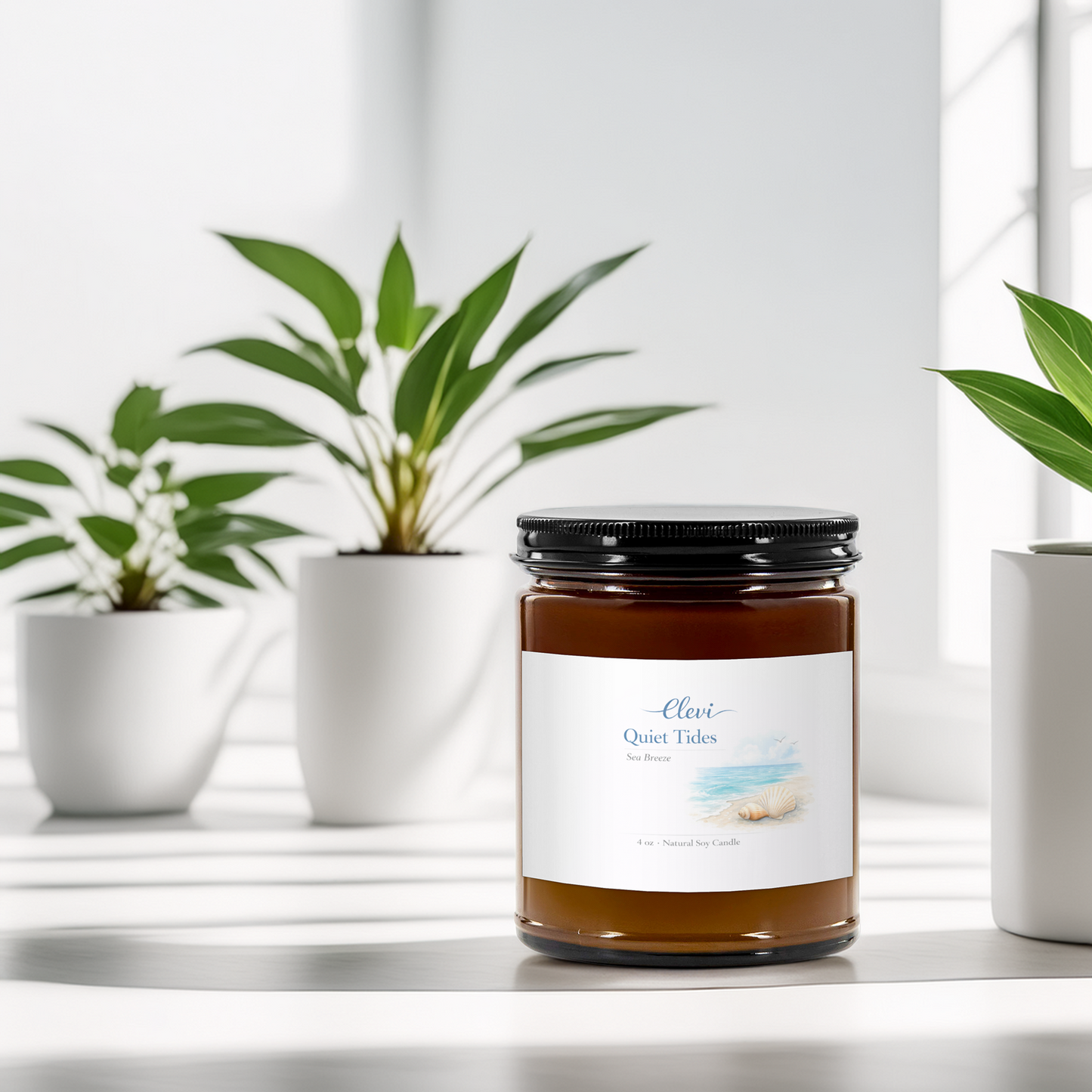 Natural soy candle styled for self-care and mindfulness