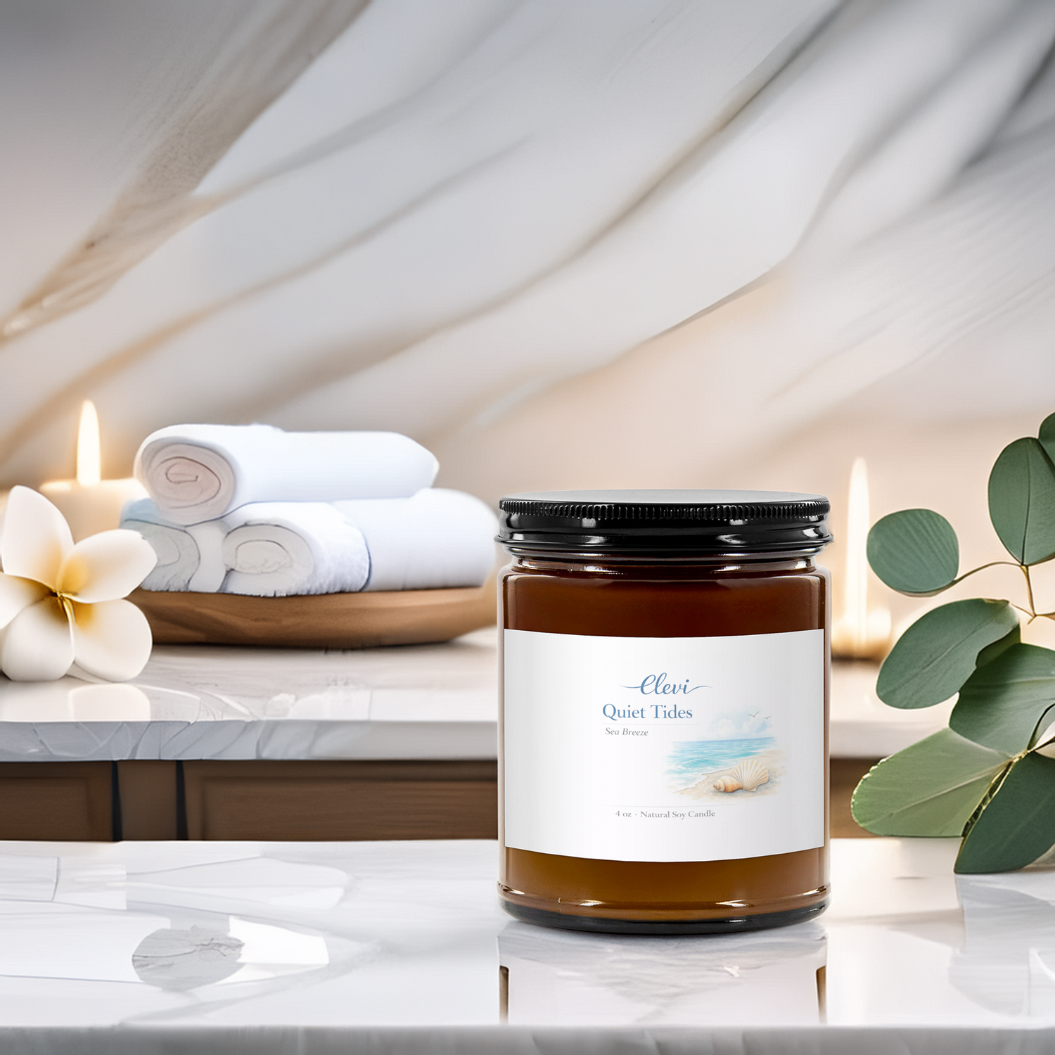 Relaxing aromatherapy candle creating a calming evening atmosphere