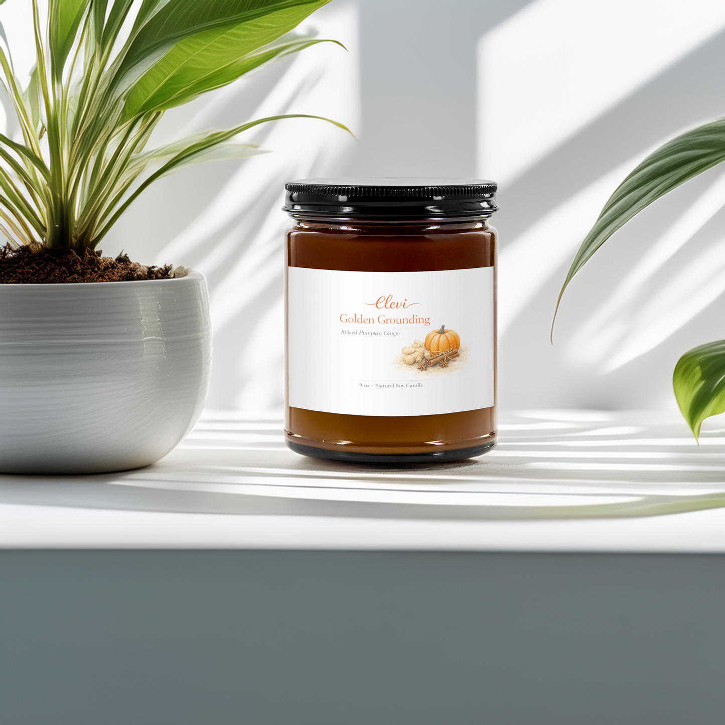 Natural soy candle styled for self-care and mindfulness
