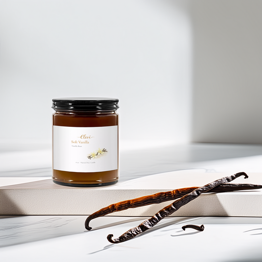 Hand-poured soy candle in glass jar for relaxation and calm