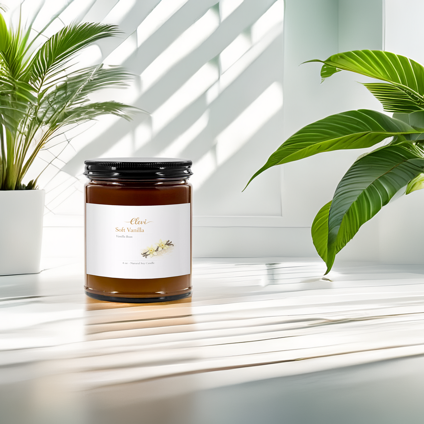 Natural soy candle styled for self-care and mindfulness